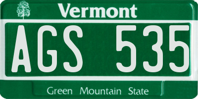 VT license plate AGS535