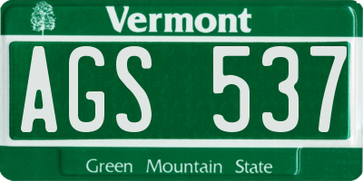 VT license plate AGS537