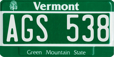 VT license plate AGS538