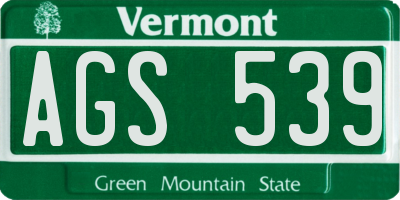 VT license plate AGS539