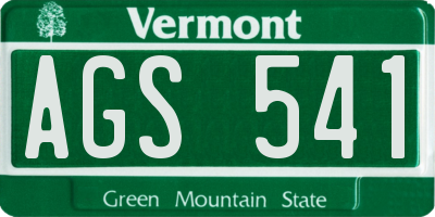 VT license plate AGS541