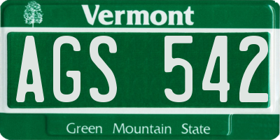 VT license plate AGS542