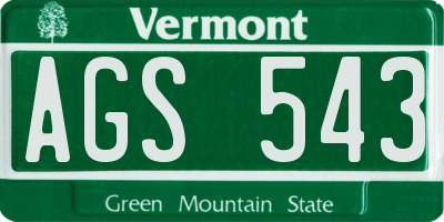 VT license plate AGS543