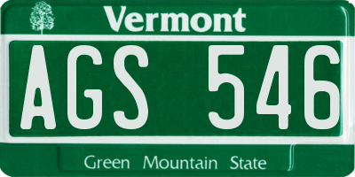 VT license plate AGS546