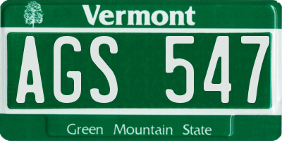 VT license plate AGS547