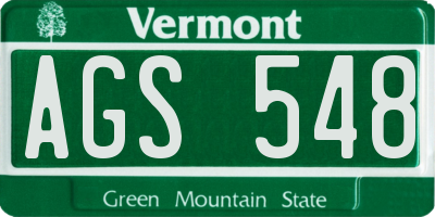 VT license plate AGS548