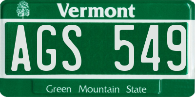 VT license plate AGS549