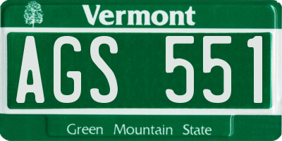 VT license plate AGS551