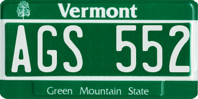 VT license plate AGS552
