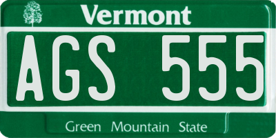 VT license plate AGS555