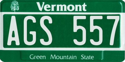 VT license plate AGS557