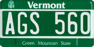 VT license plate AGS560