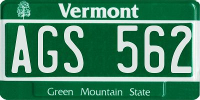 VT license plate AGS562