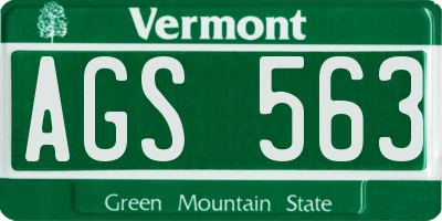 VT license plate AGS563