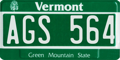 VT license plate AGS564