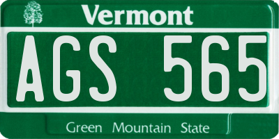VT license plate AGS565