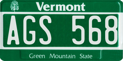 VT license plate AGS568