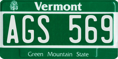 VT license plate AGS569