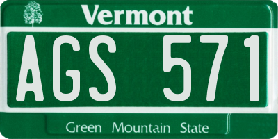 VT license plate AGS571