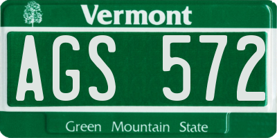 VT license plate AGS572
