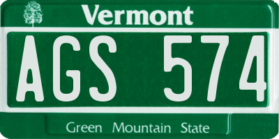 VT license plate AGS574