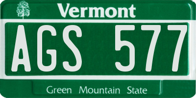 VT license plate AGS577