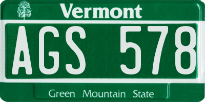 VT license plate AGS578