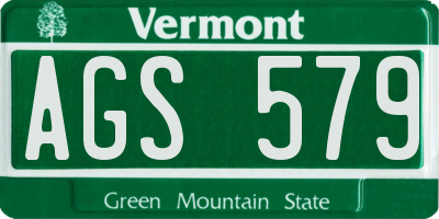 VT license plate AGS579