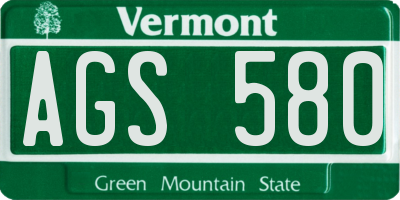 VT license plate AGS580