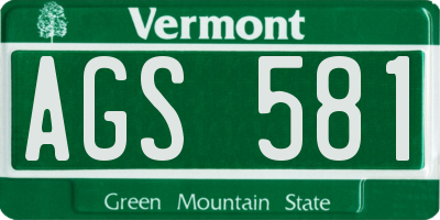 VT license plate AGS581
