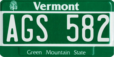 VT license plate AGS582
