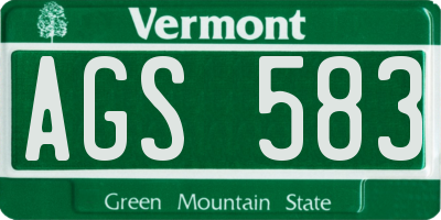VT license plate AGS583