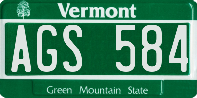 VT license plate AGS584