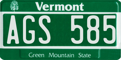 VT license plate AGS585