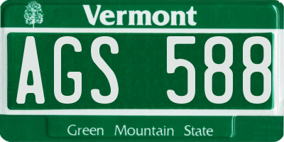 VT license plate AGS588