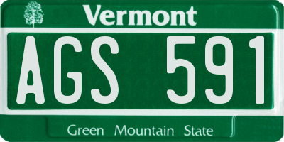 VT license plate AGS591