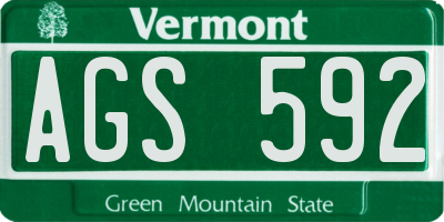 VT license plate AGS592