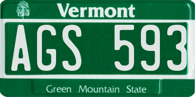 VT license plate AGS593