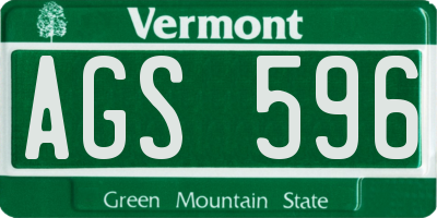 VT license plate AGS596