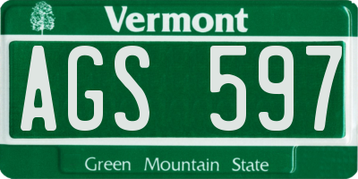 VT license plate AGS597