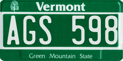 VT license plate AGS598