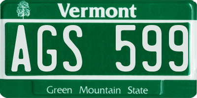 VT license plate AGS599