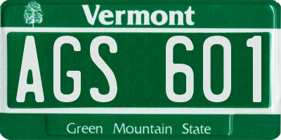 VT license plate AGS601