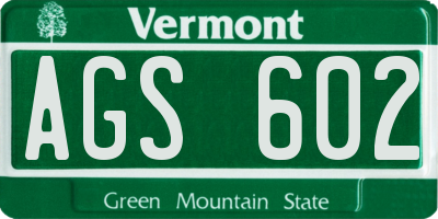 VT license plate AGS602