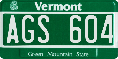 VT license plate AGS604