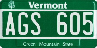 VT license plate AGS605