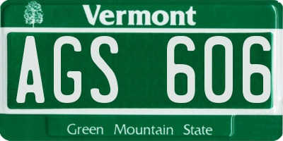 VT license plate AGS606