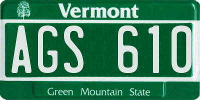 VT license plate AGS610