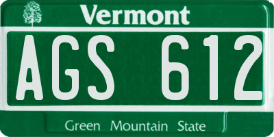 VT license plate AGS612