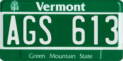VT license plate AGS613